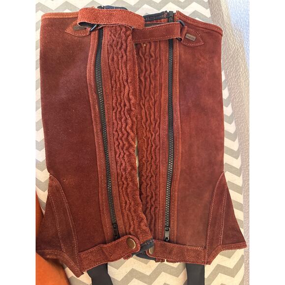 Women’s Leather Boot Cuffs – Red Brick Color, Boot Toppers - Picture 4 of 5